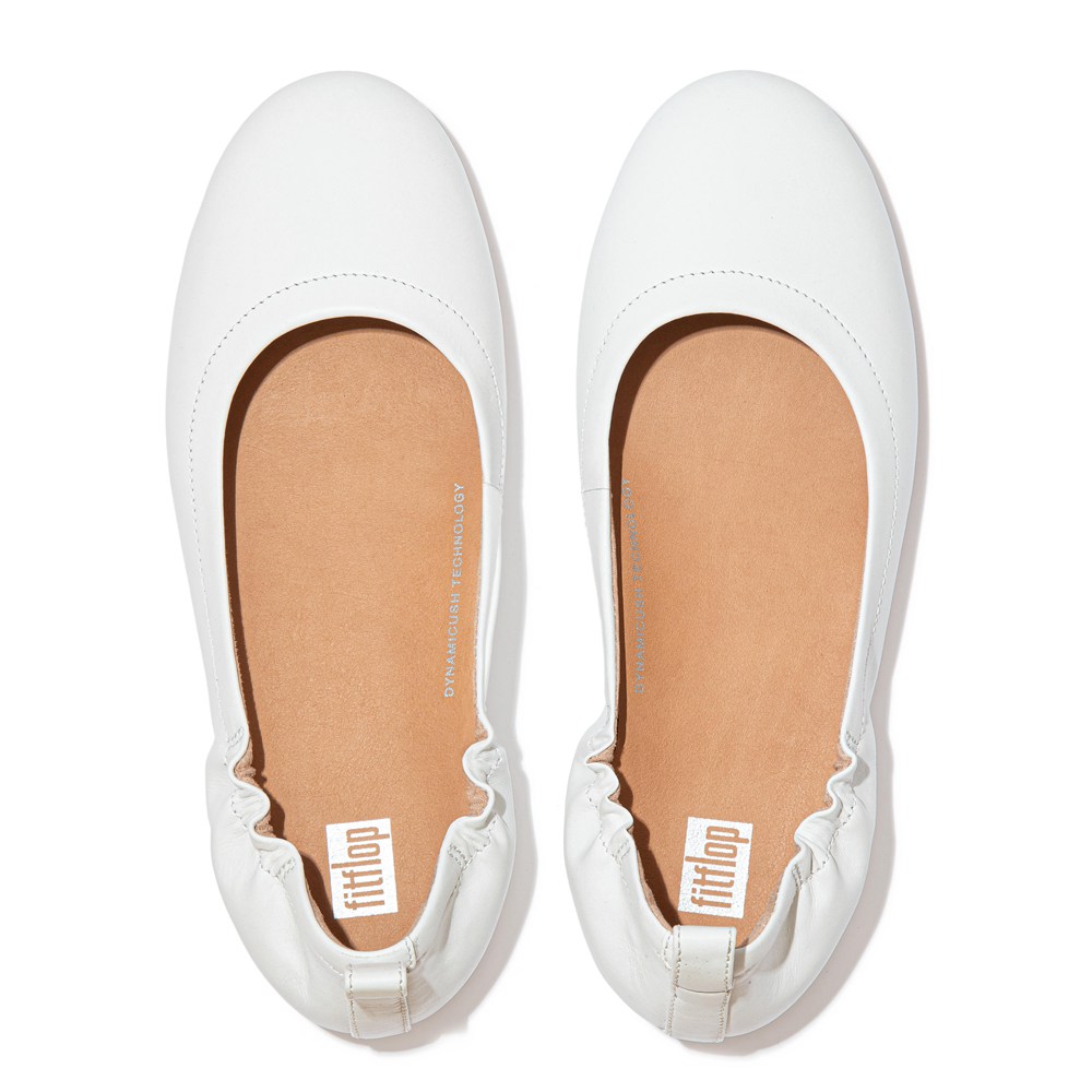 Fitflop Womens Ballet Flats White - Allegro Soft Leather - 70ZKDYLQV